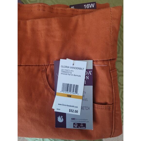 Gloria Vanderbilt Amanda Pullon Capri Bermuda Pants Terracotta 16w‎ - Picture 8 of 8